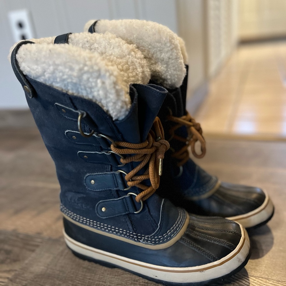 Sorel‎ Joan of Arctic Size 9 Boots Shearling Blue Suede